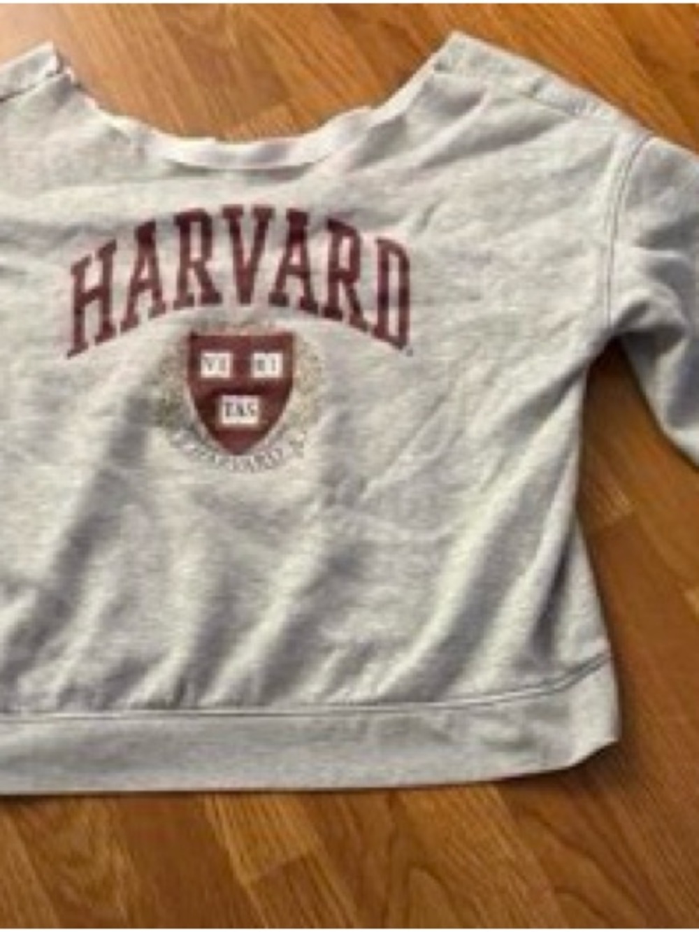 Harvard Kids Light Gray Crewneck Sweatshirt with Maroon Crest